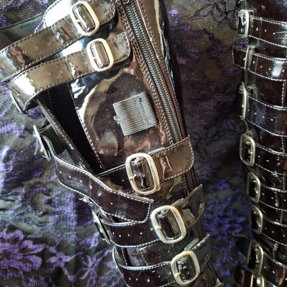 Hot Topic Platform Buckle Boots Goth Punk Demonia Club Rave - Picture 3 of 10